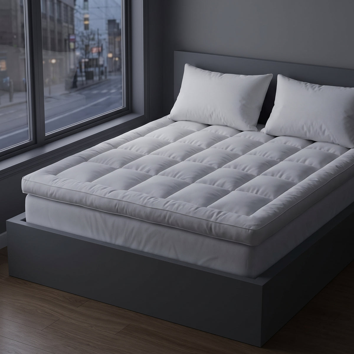 threadncloud quilted mattress topper with 4-inch hollow fibre filling