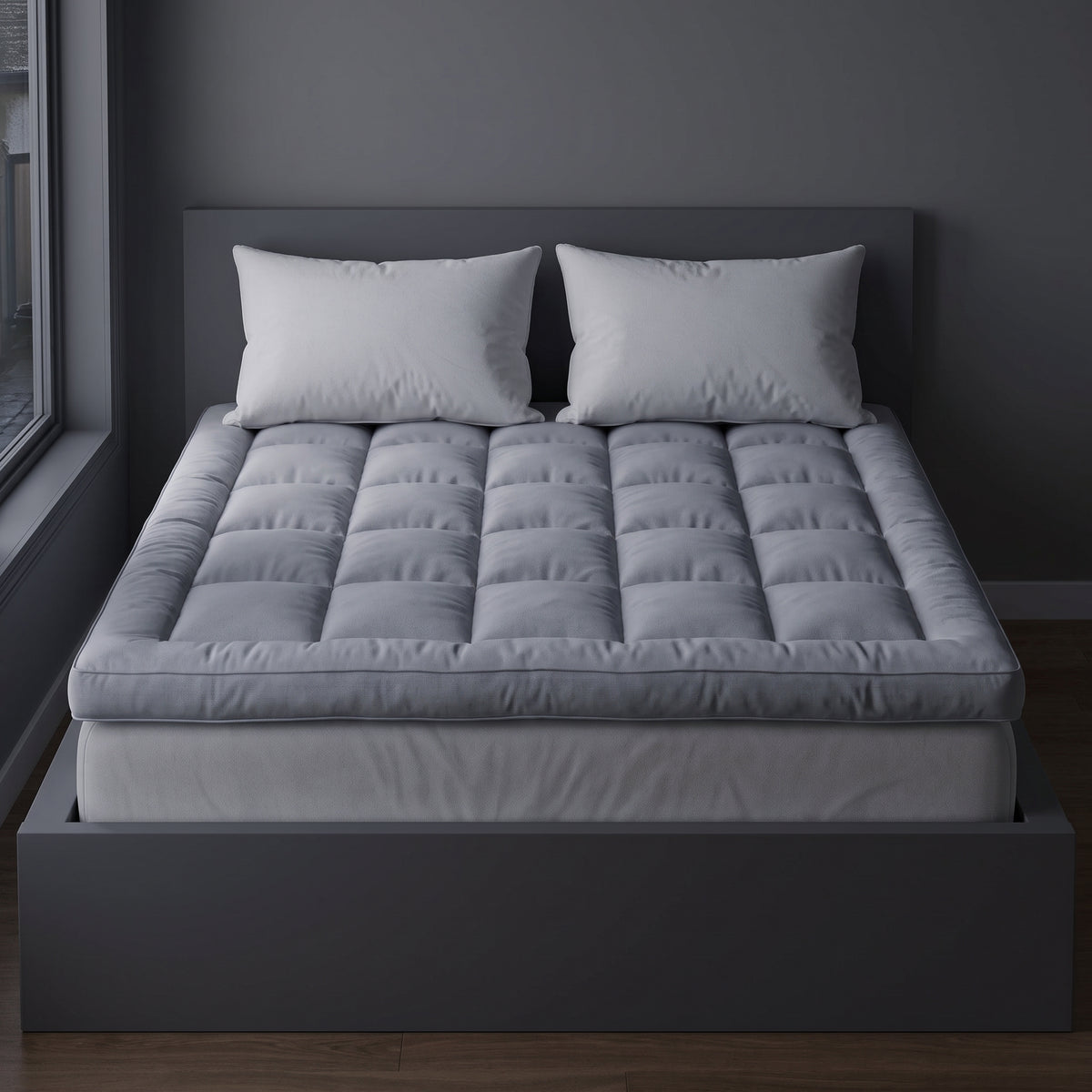 threadncloud quilted mattress topper with 4-inch hollow fibre filling
