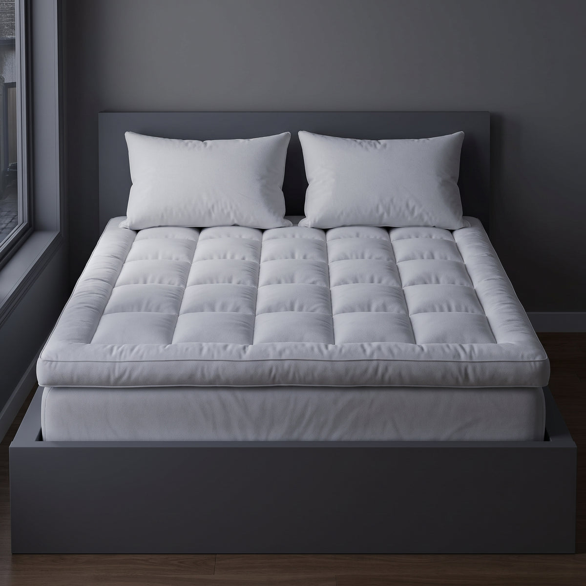 threadncloud quilted mattress topper with 4-inch hollow fibre filling