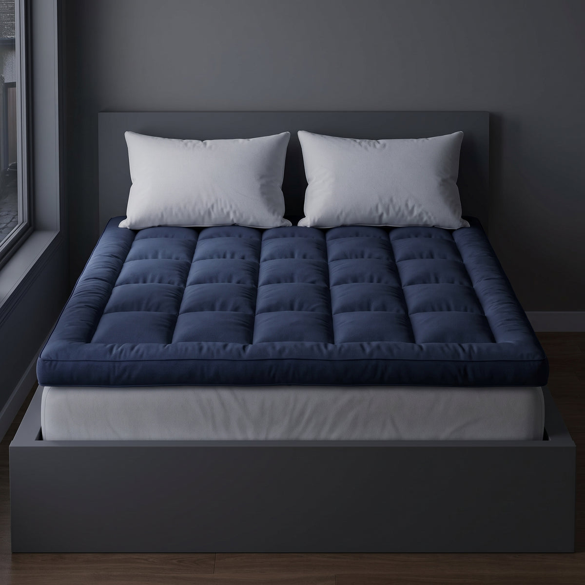 threadncloud quilted mattress topper with 4-inch hollow fibre filling