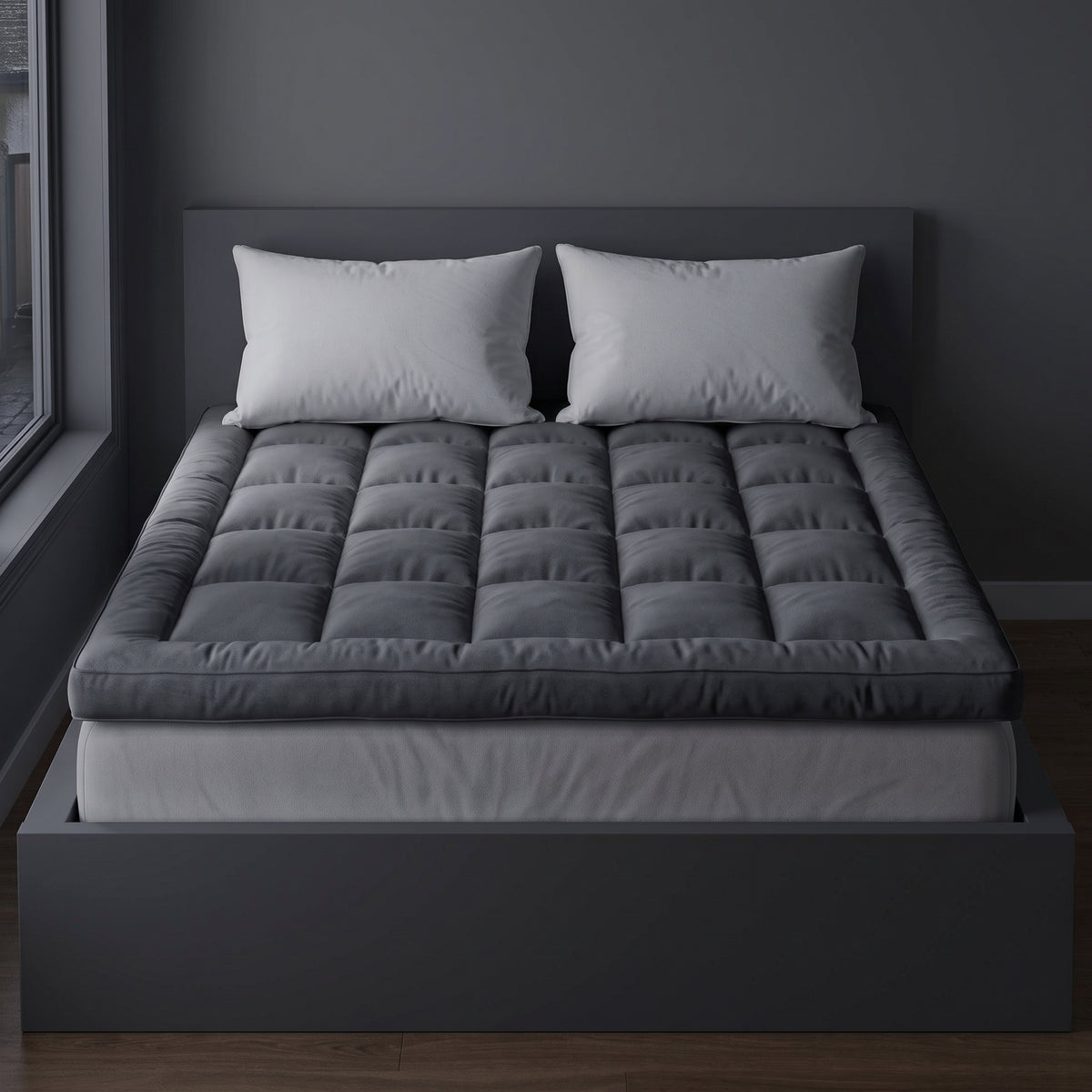 threadncloud quilted mattress topper with 4-inch hollow fibre filling