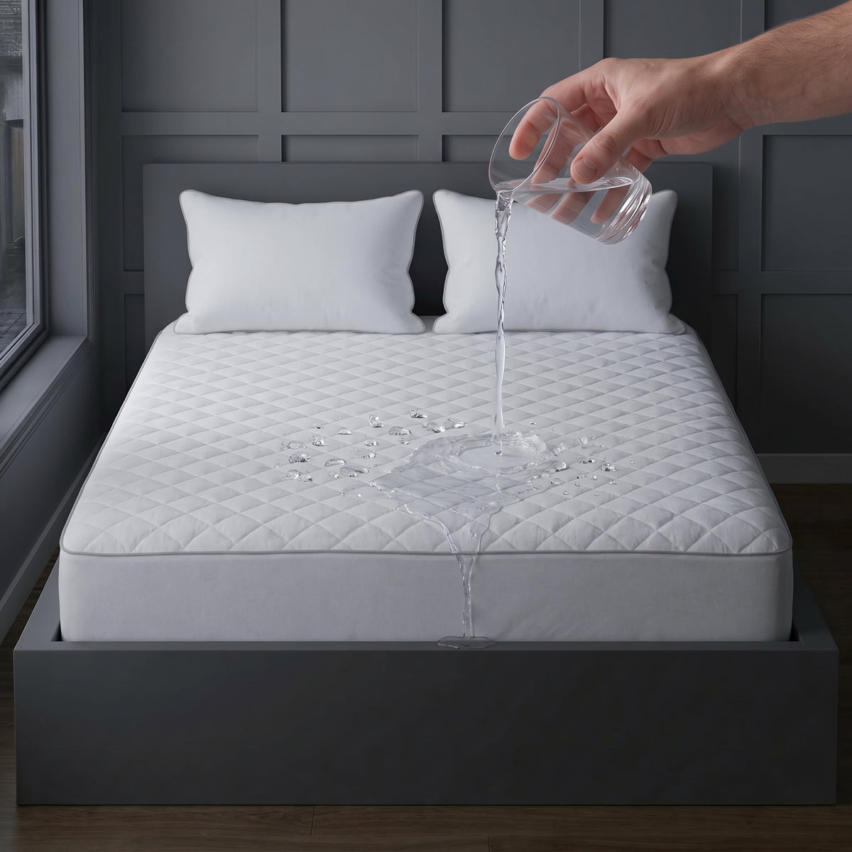 threadncloud waterproof mattress protector on a bed