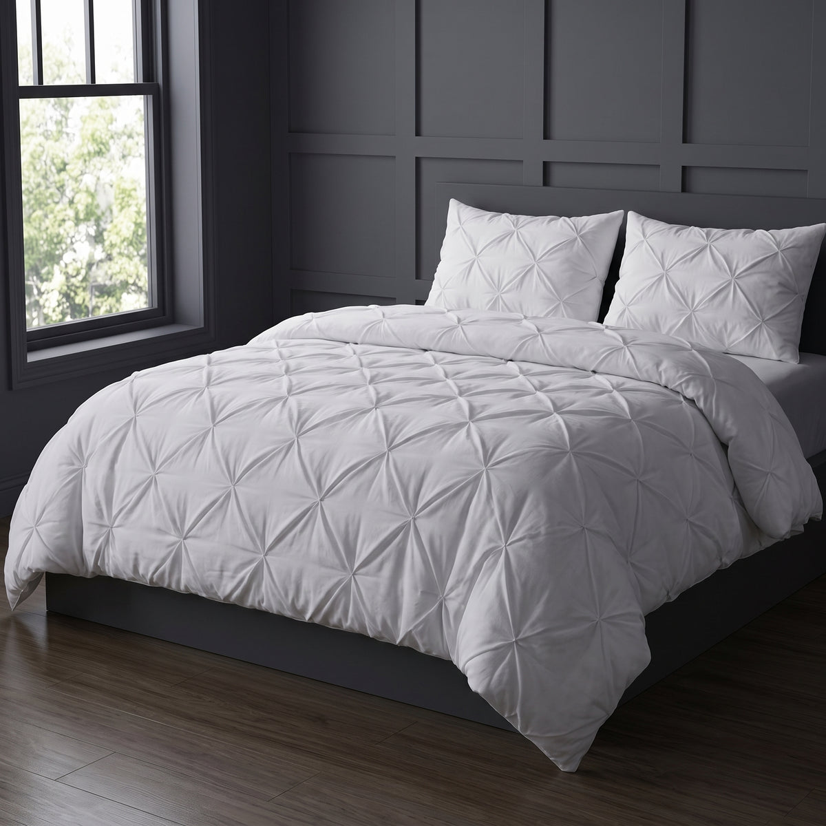 threadncloud pintuck duvet cover set with two pillow covers