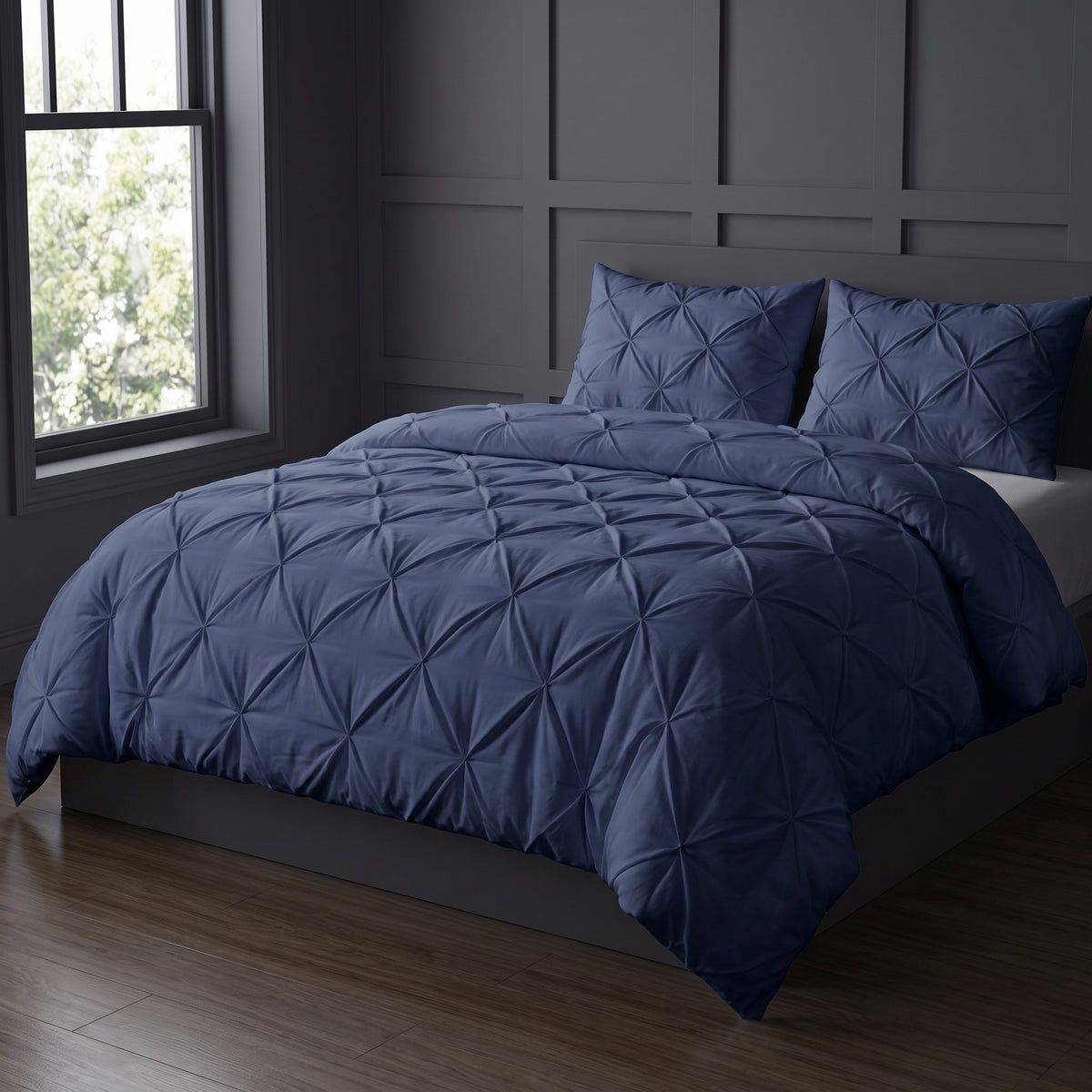 threadncloud pintuck duvet cover set with two pillow covers