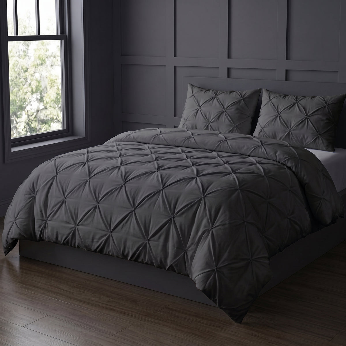threadncloud pintuck duvet cover set with two pillow covers