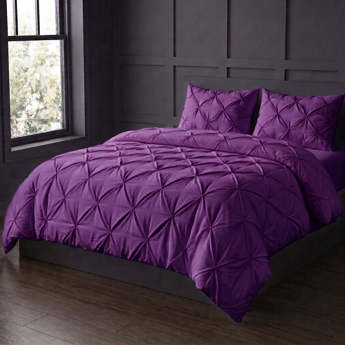 threadncloud pintuck duvet cover set with two pillow covers