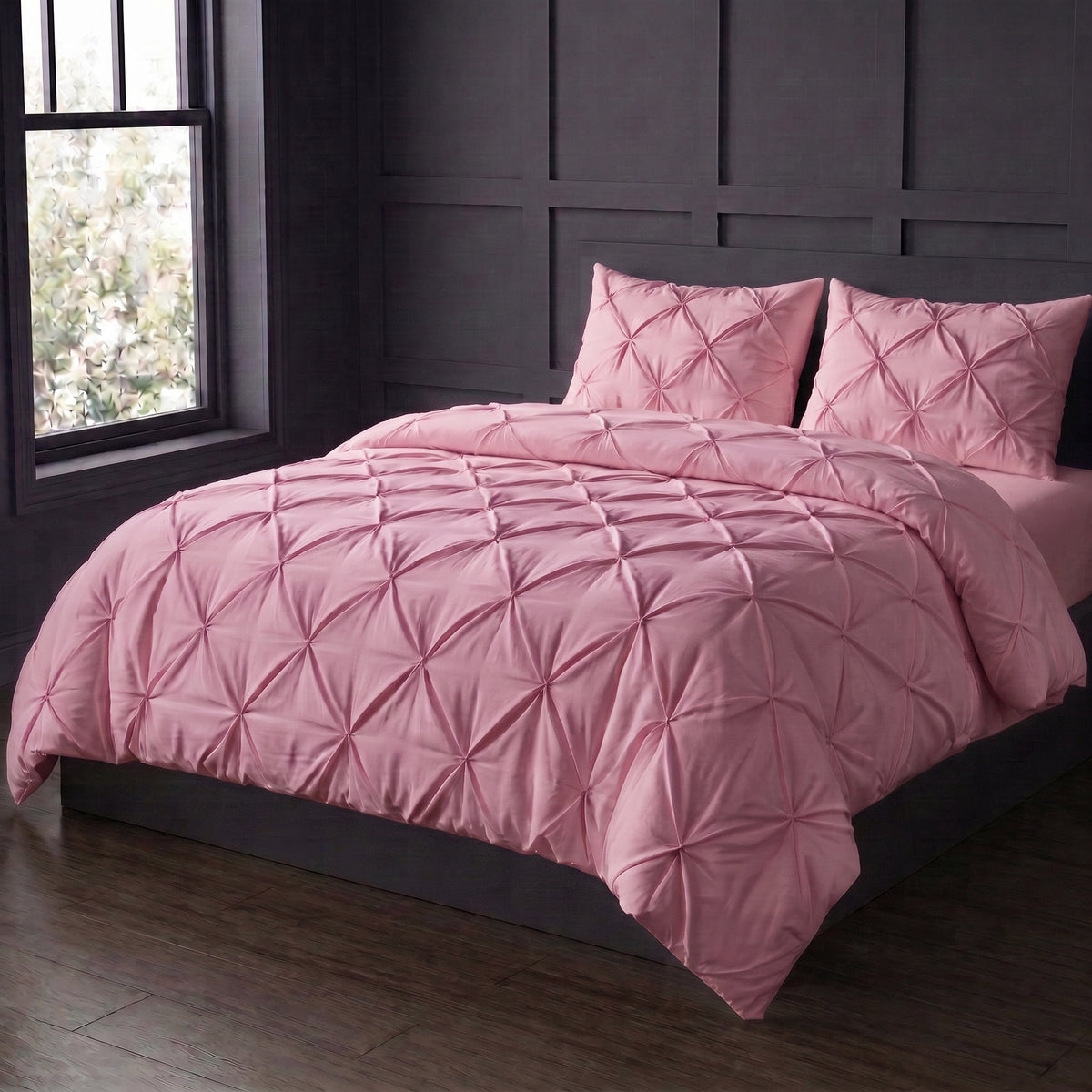 threadncloud pintuck duvet cover set with two pillow covers